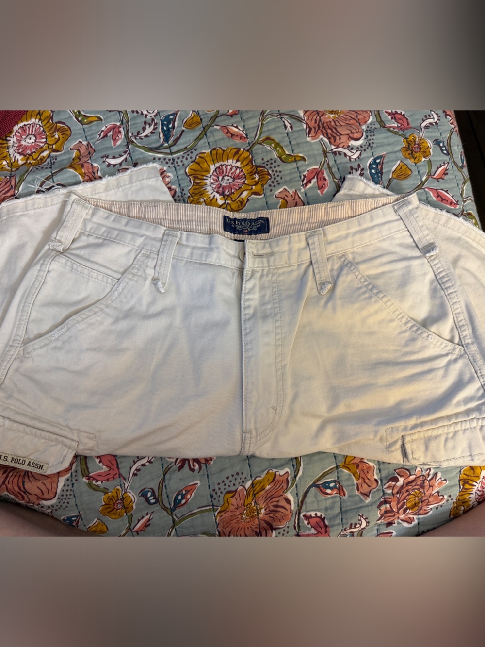 U.S. Polo Assn. Cream Men’s Cotton Jean Shorts with Front Pockets 33